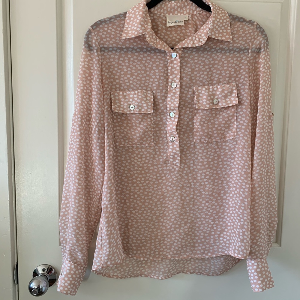 Kaya di Koko Blush Polka Dot Sheer Blouse